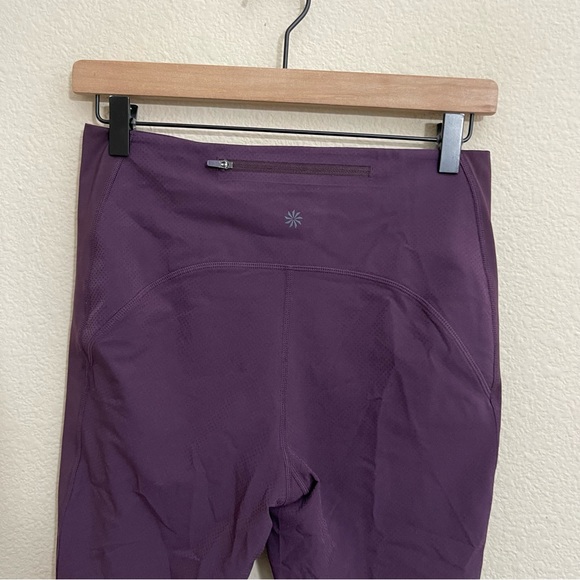 Athleta Ultimate Dobby Mesh Capri Leggings High Rise Mulberry Rose Purple Small - Picture 7 of 11